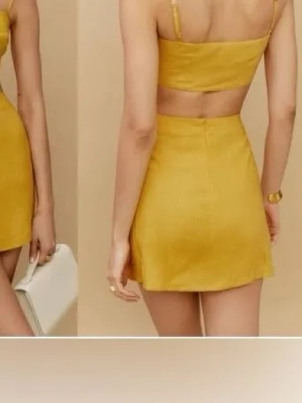 NWT!! Reformation Veranda Linen Mustard Mini Skirt